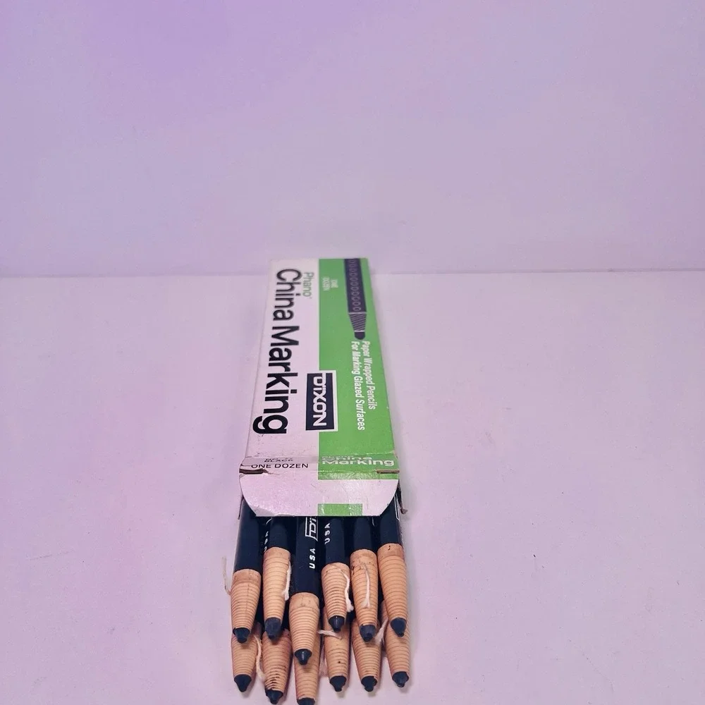 Dixon Phano China Marking Paper Wrapped Pencils No.77 Black (12) Vintage in Box